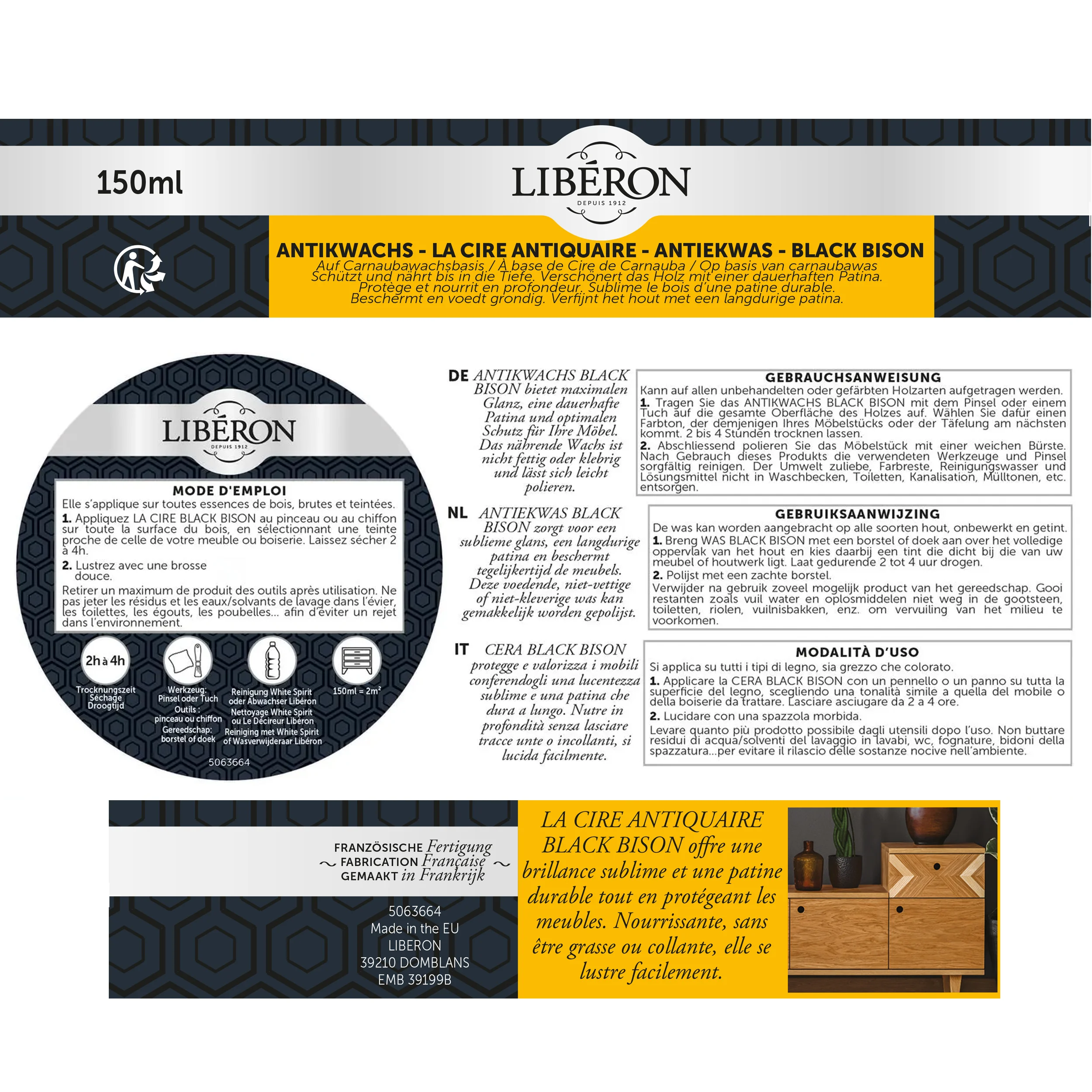 BACKPACK CIRE ANTIQUAIRE BLACK BISON ANTIEKBOENWAS