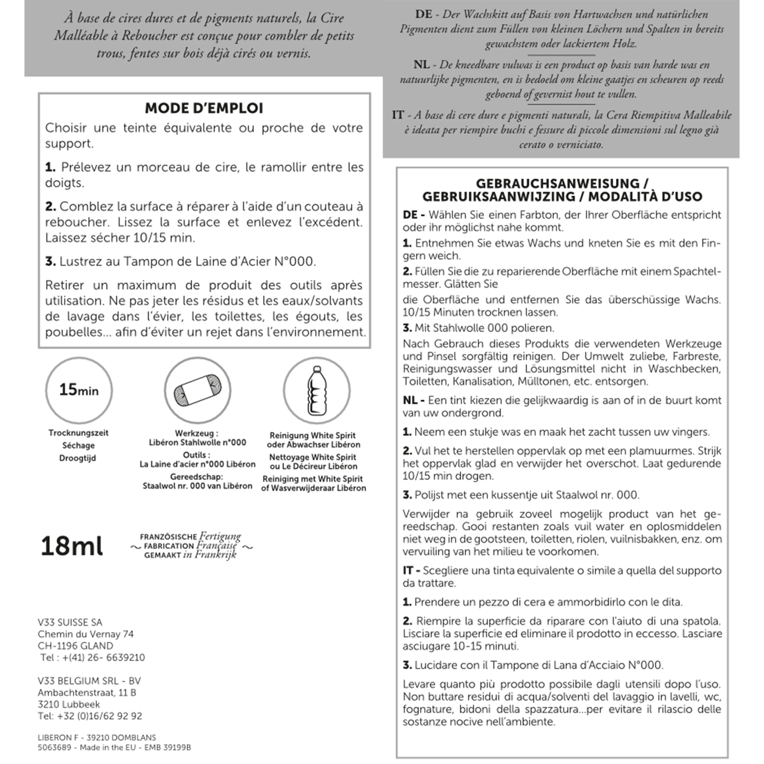 BACKPACK LA CIRE MALLÉABLE À REBOUCHER KNEEDBARE VULWAS