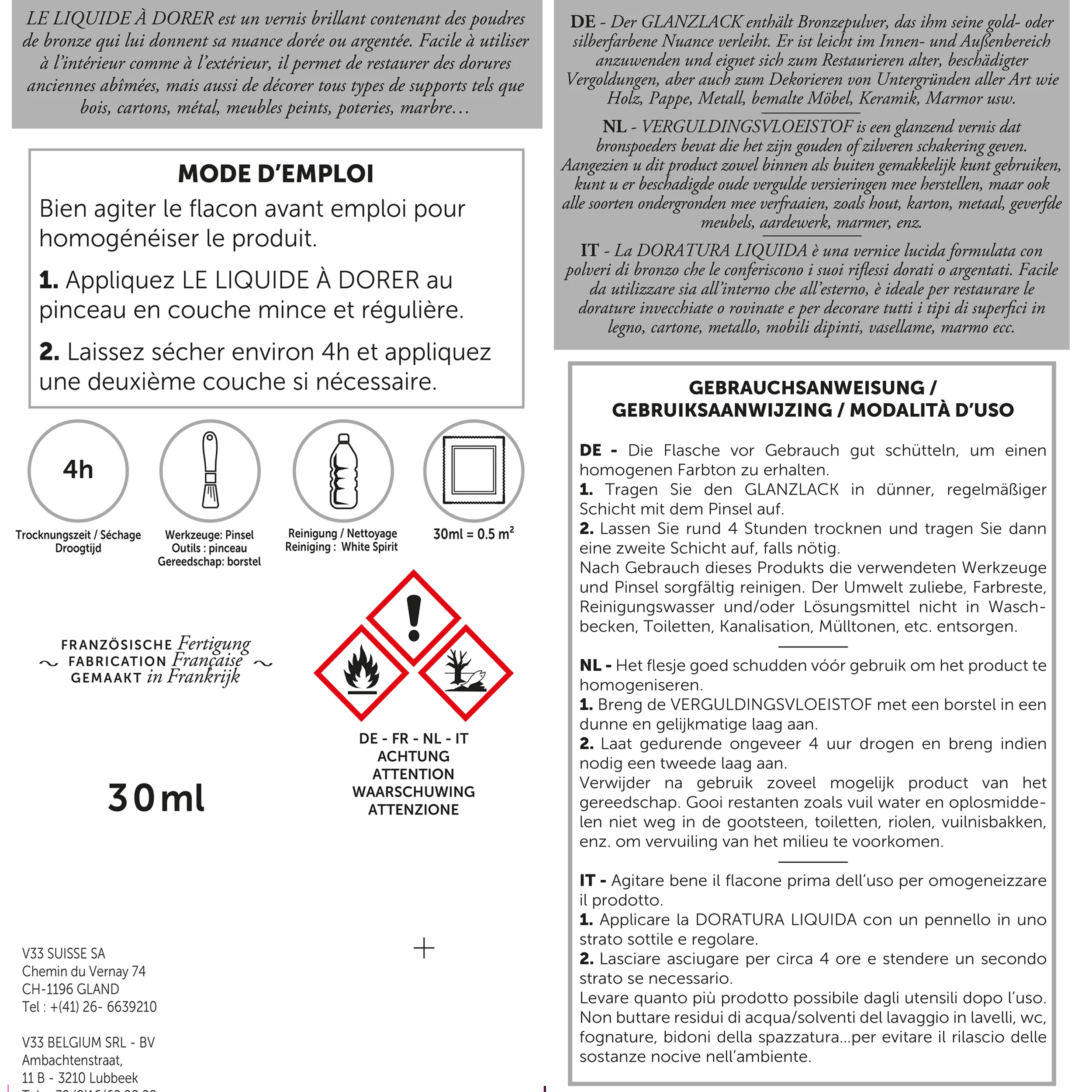 BACKPACK LIQUIDE À DORER VERGULDEN VLOEISTOF