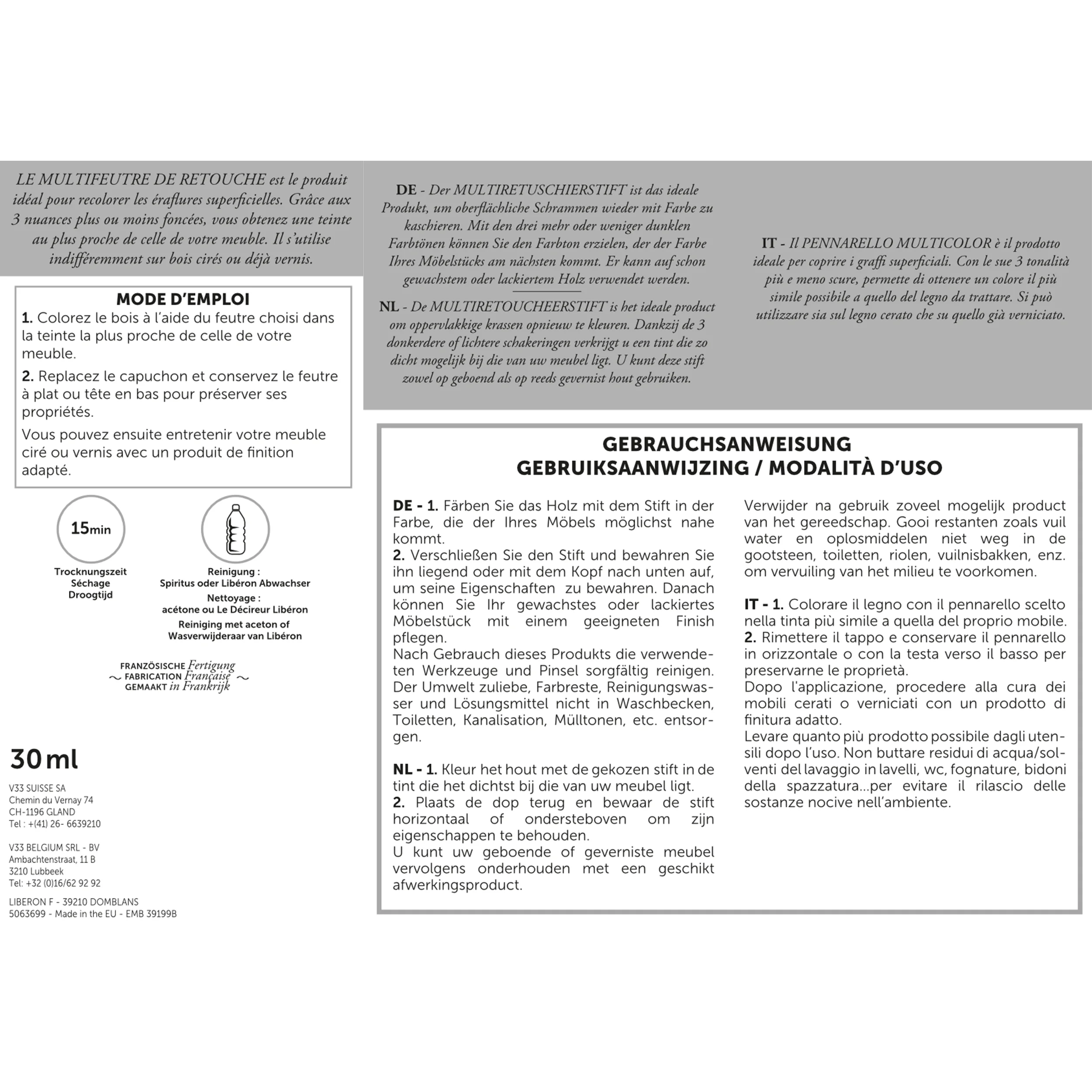 BACKPACK MULTIFEUTRE DE RETOUCHE MULTIRETOUCHEERSTIFT